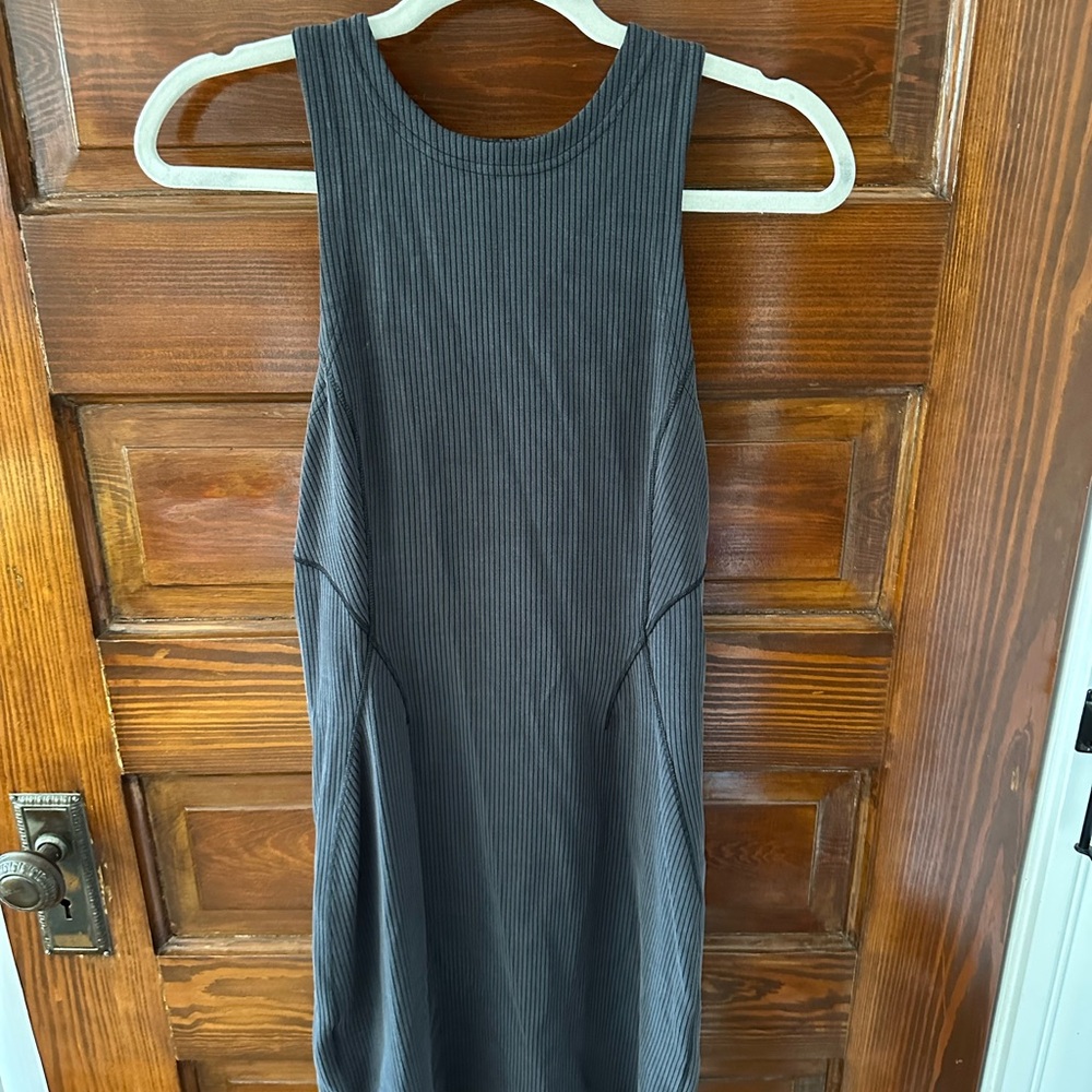 Lululemon Athletica Gray Ribbed Softstreme Slim-Fit Tank Dress